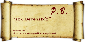 Pick Bereniké névjegykártya